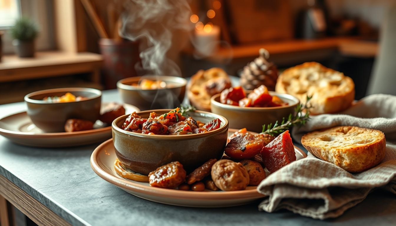 Comforting family dinner served at home